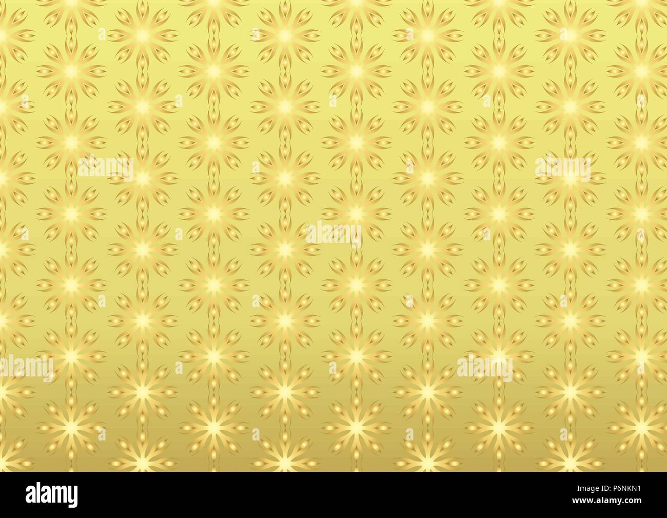 Gold Vintage blossom and roots shape pattern on light yellow background ...