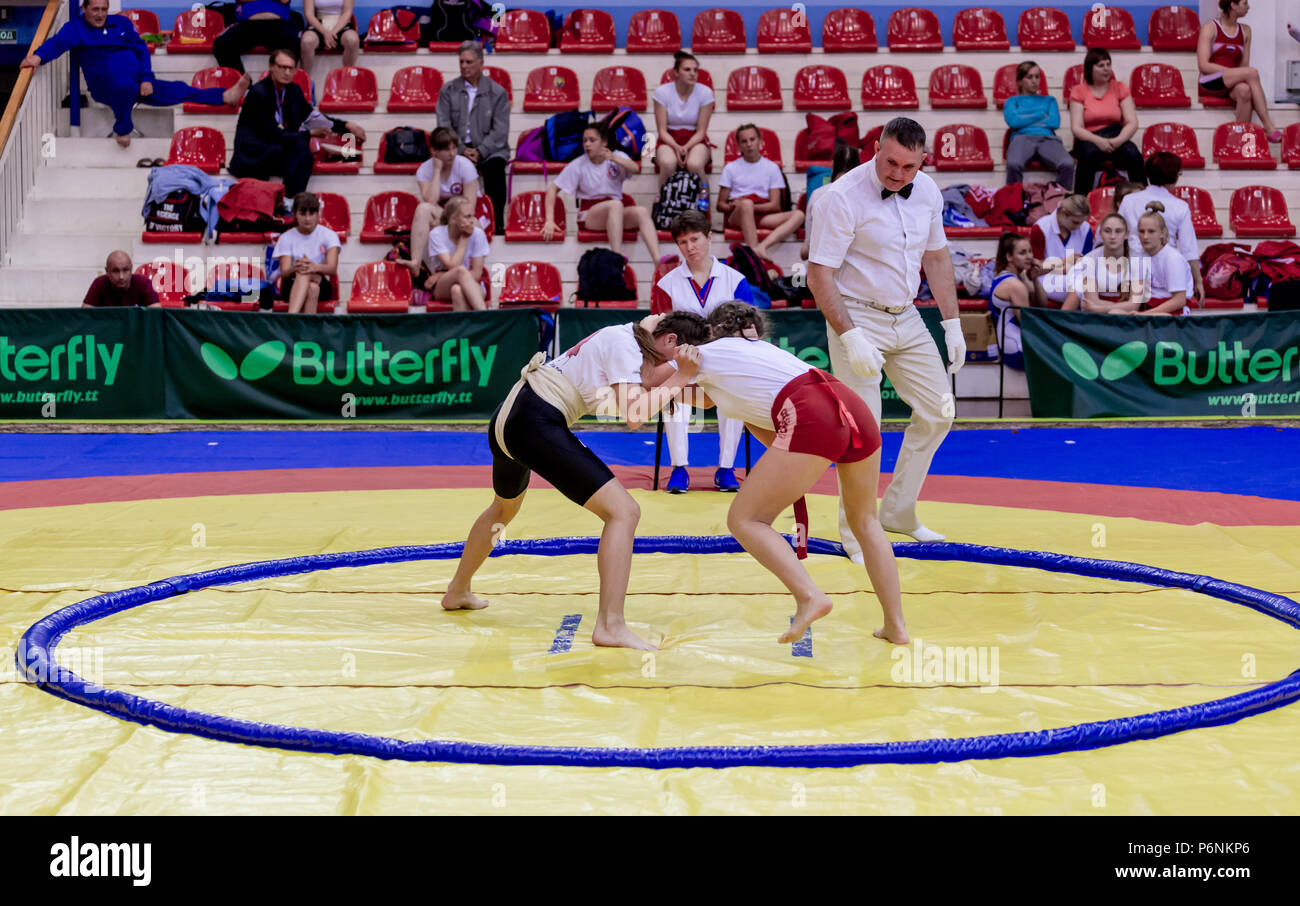 Russia, Vladivostok, 06/30/2018. Sumo wrestling competition among girls