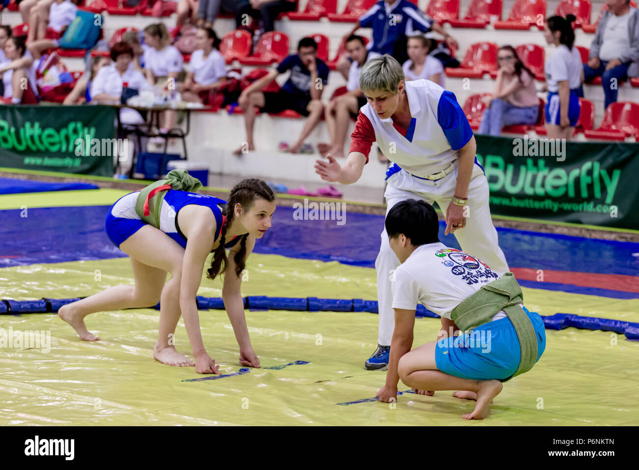 Russia, Vladivostok, 06/30/2018. Sumo wrestling competition among girls