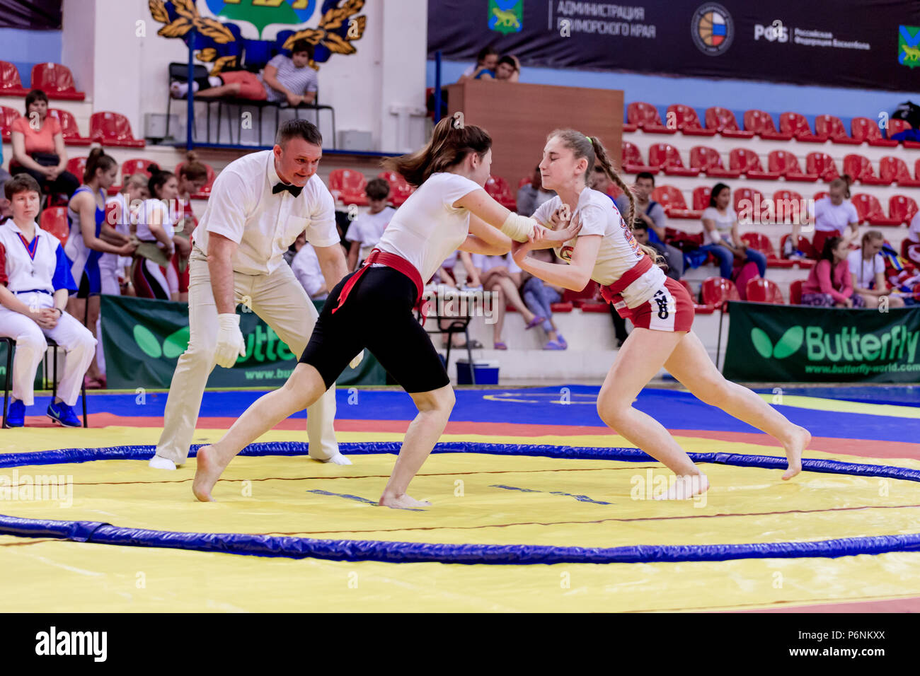 Russia, Vladivostok, 06/30/2018. Sumo wrestling competition among girls