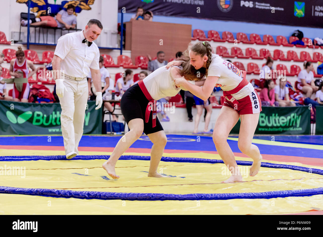 Russia, Vladivostok, 06/30/2018. Sumo wrestling competition among girls