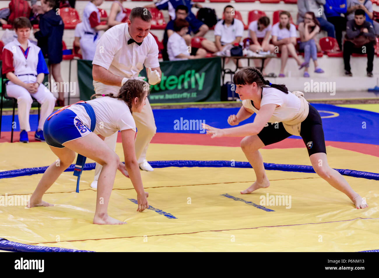 Russia, Vladivostok, 06/30/2018. Sumo wrestling competition among girls
