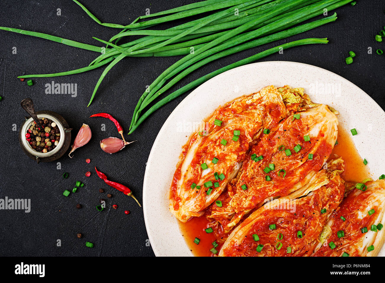 Chinese cabbage. Kimchi cabbage. Korean traditional food. Top view. Flat lay Stock Photo Alamy