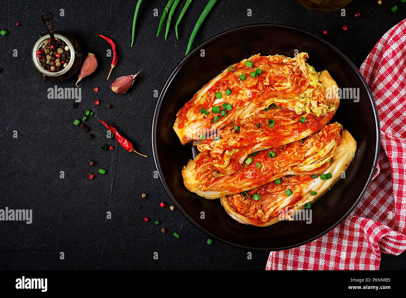 Chinese cabbage. Kimchi cabbage. Korean traditional food. Top view. Flat lay Stock Photo Alamy