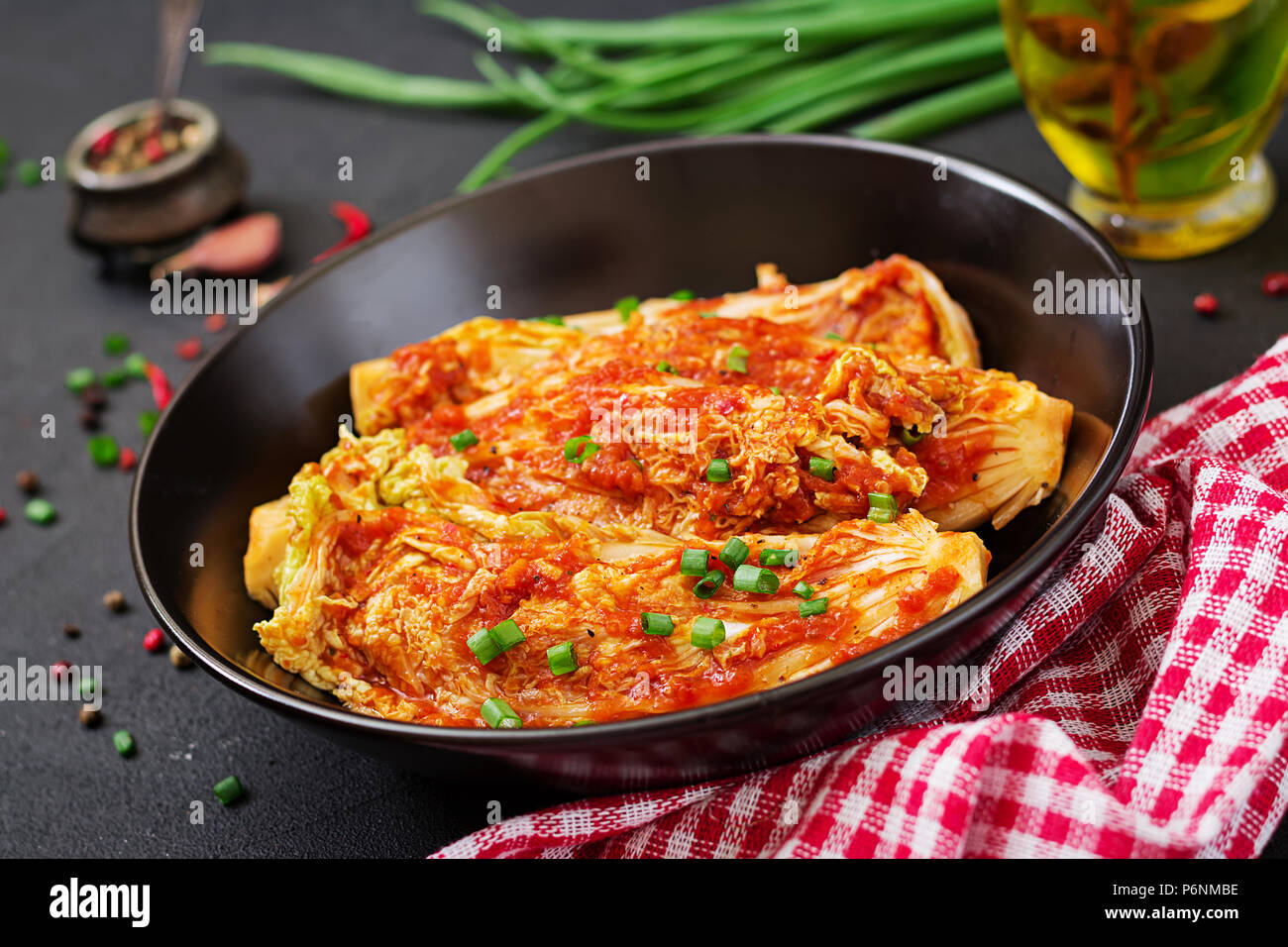 Chinese cabbage. Kimchi cabbage. Korean traditional food Stock Photo