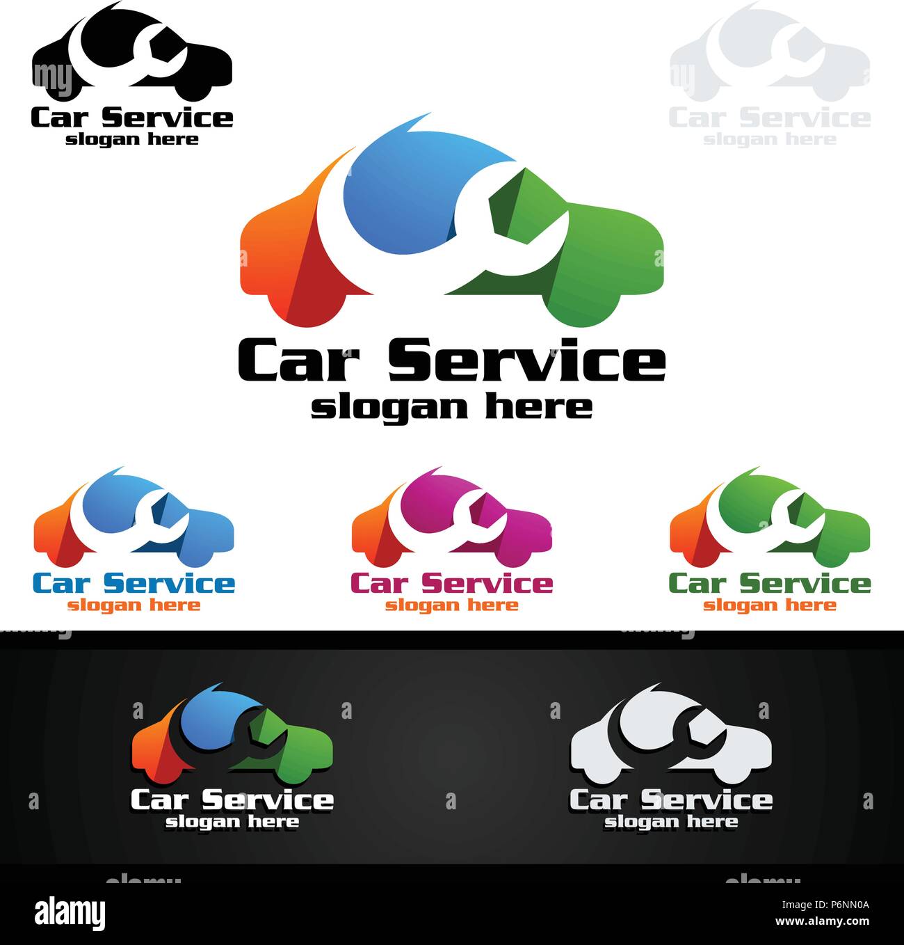 Car Service Vector Logo Design with Auto Repair Shape and Car Concept Stock Vector