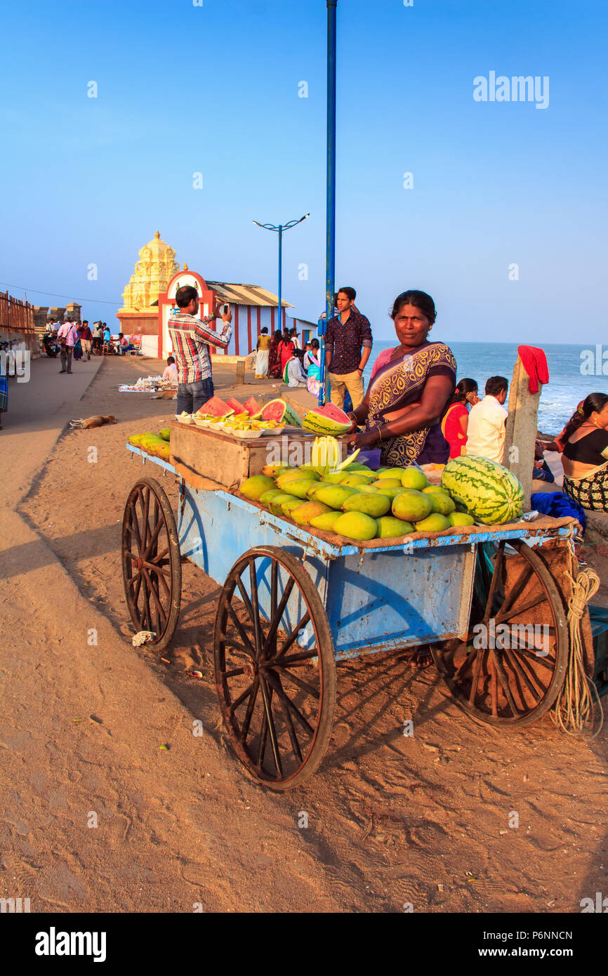 The fruit seller in Kanyakumari, Tamil Nadu, South India March 21