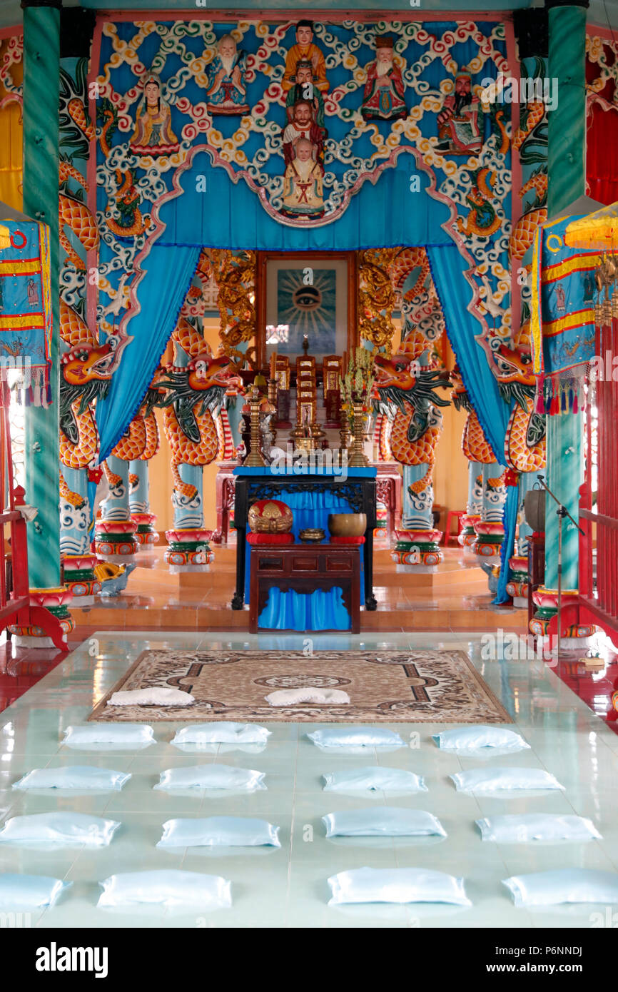 Cao Dai temple.  Cai be. Vietnam. Stock Photo
