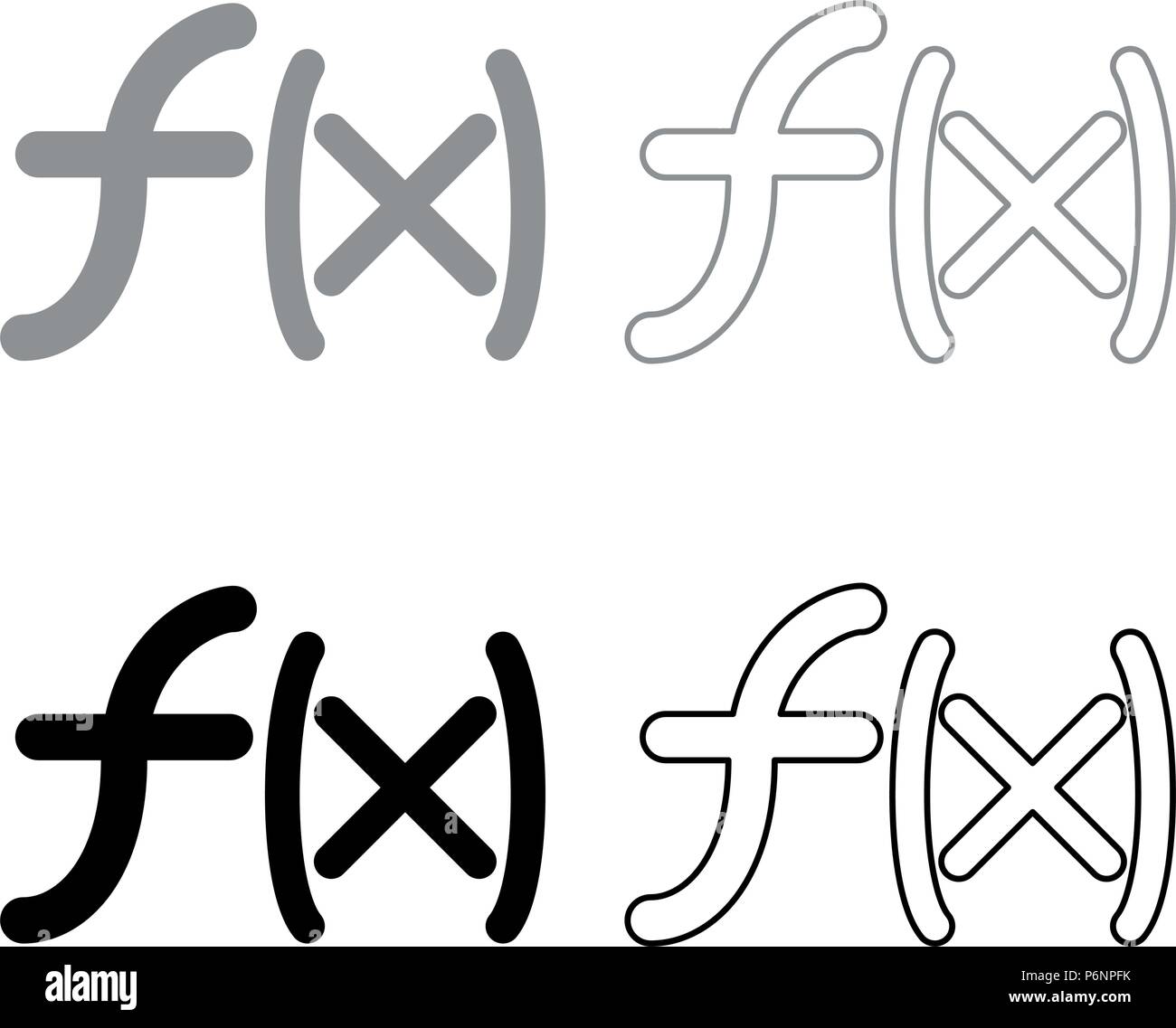 Symbol function icon set grey black color I flat style simple image ...
