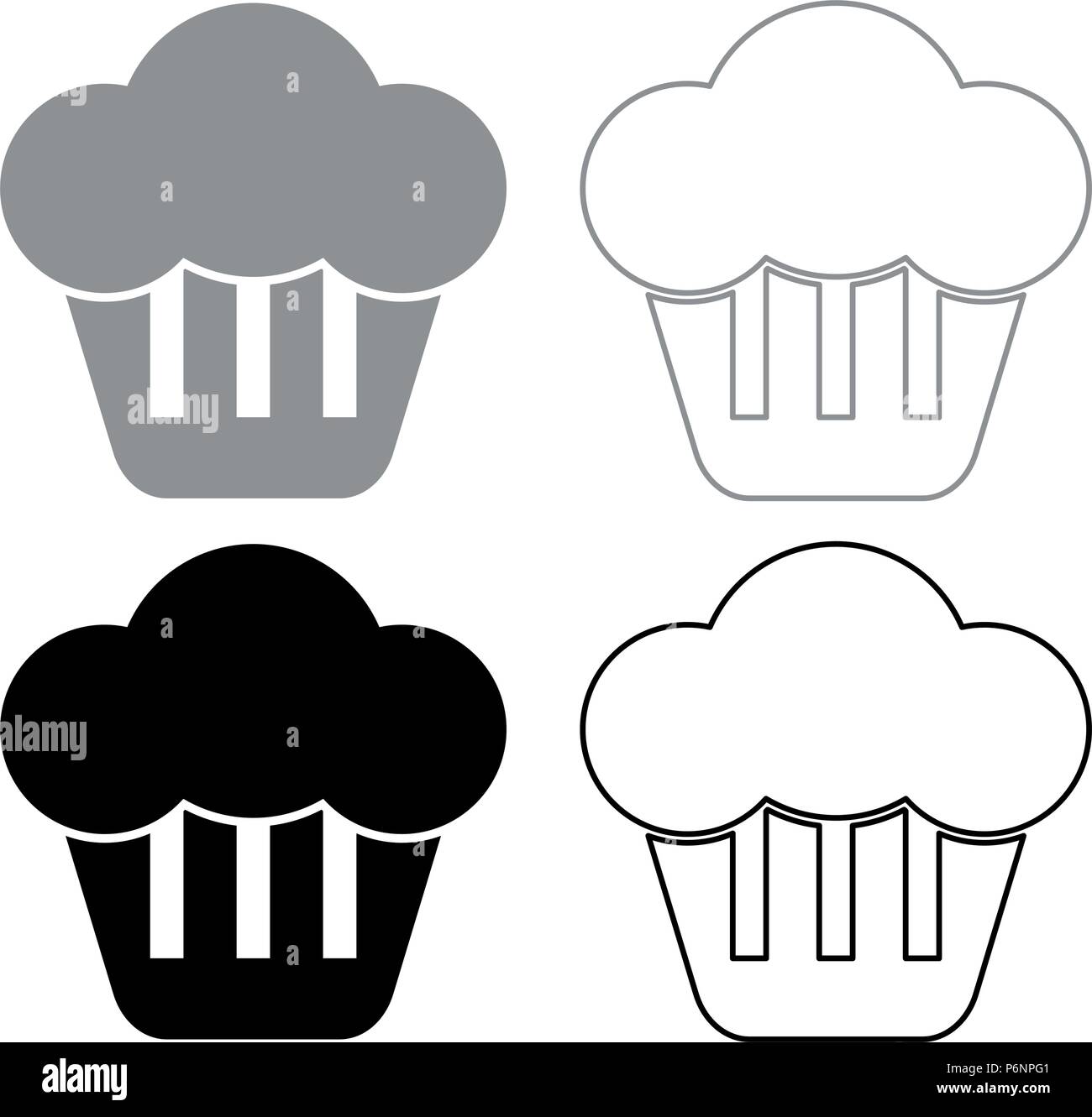 Cupcake icon set grey black color I flat style simple image Stock Vector