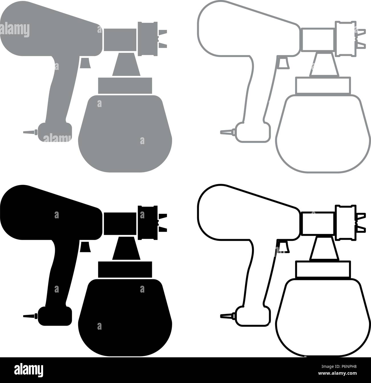Sprayer paint icon set grey black color I flat style simple image Stock ...