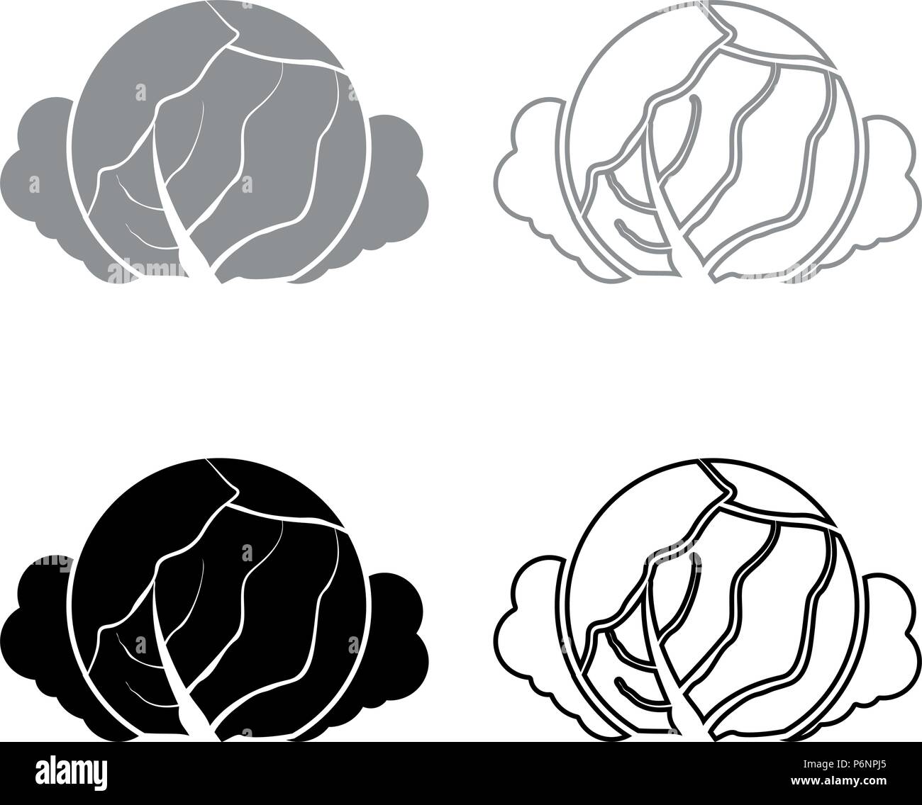 Cabbage icon set grey black color I flat style simple image Stock Vector