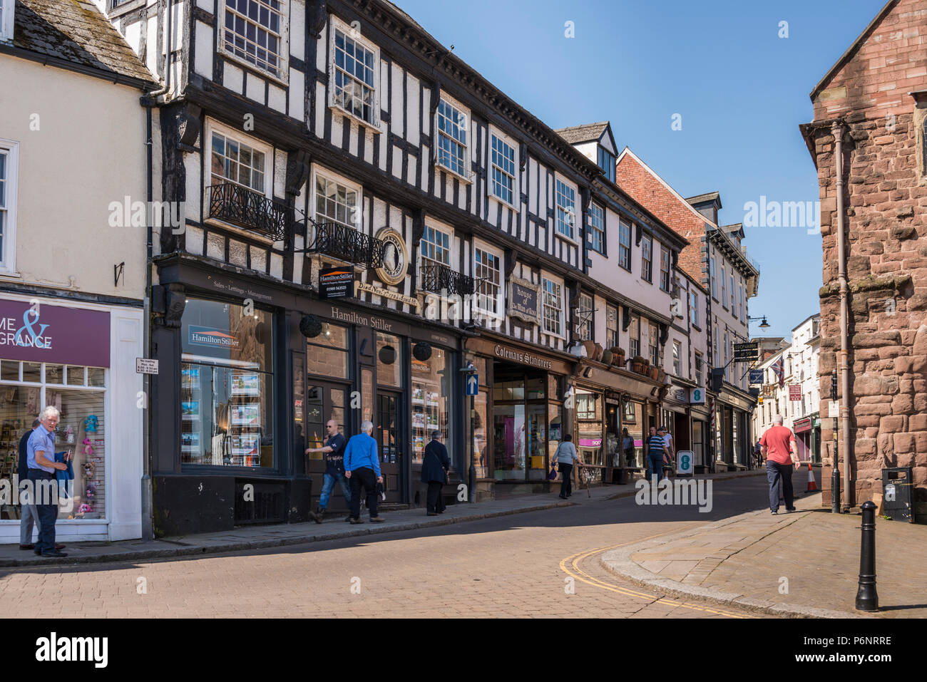 Pedestrians on the High Street, Ross on Wye, Herefordshire, UK Stock Photo