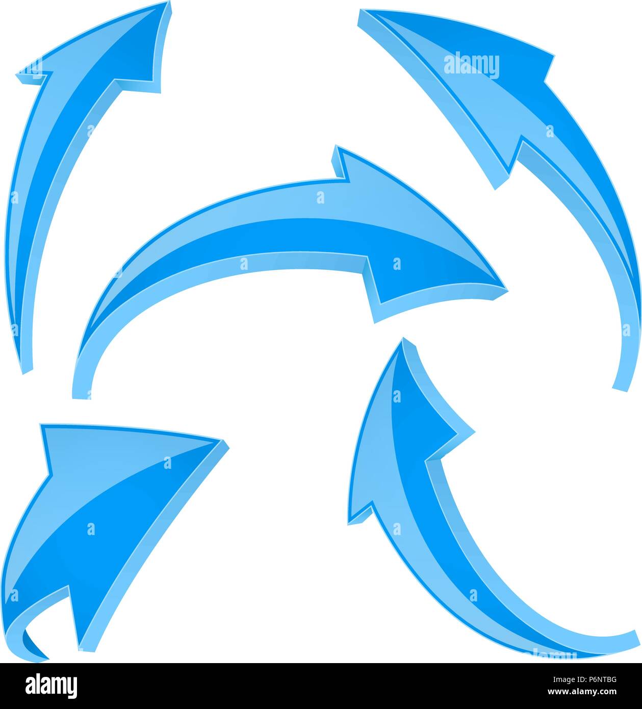 Blue arrows. Set of bent and curve shiny 3d signs Stock Vector Image ...
