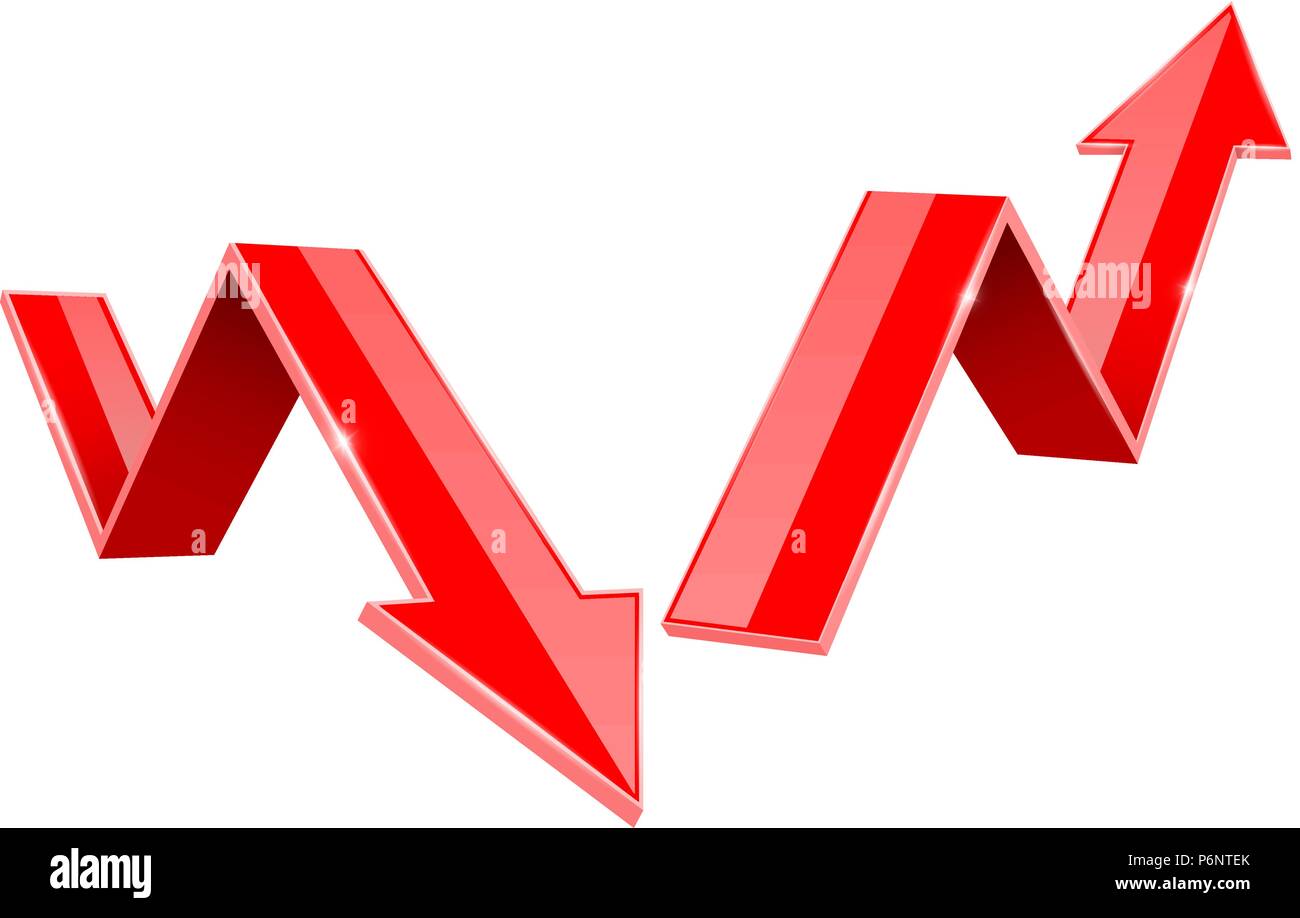 Red Indication Arrows Up And Down 3d Signs Statistic Financial Graphic Stock Vector Image Art Alamy