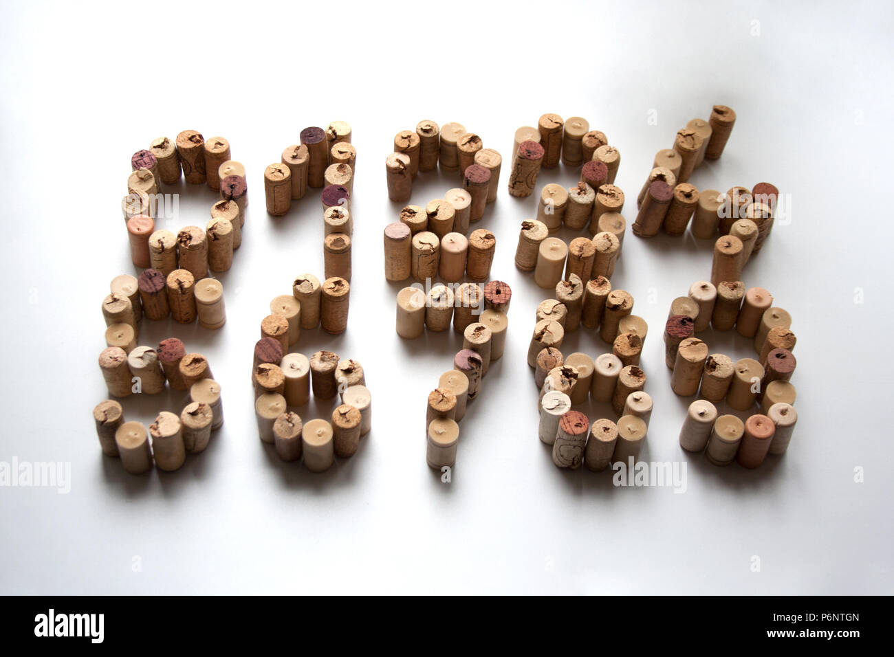Wine cork digits isolated on white background Stock Photo