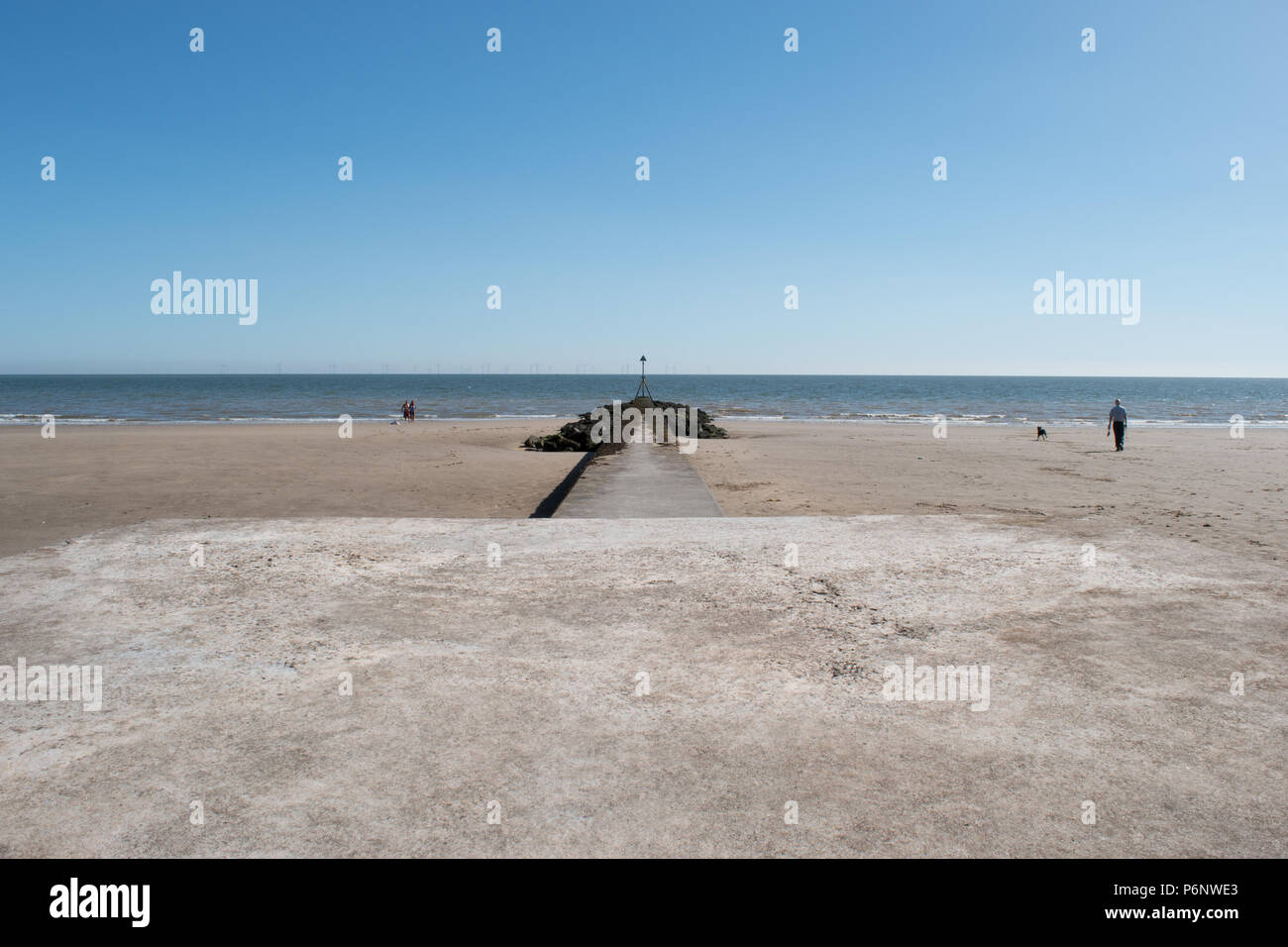 Slipway on the beach at Colwyn Bay Stock Photo