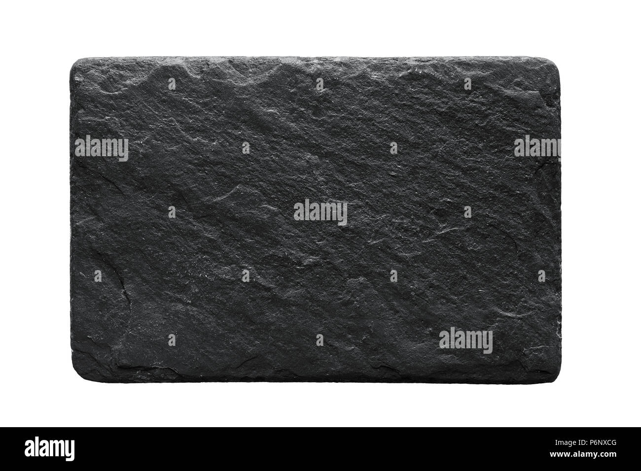 blank black stone plate isolated on white background with copy space