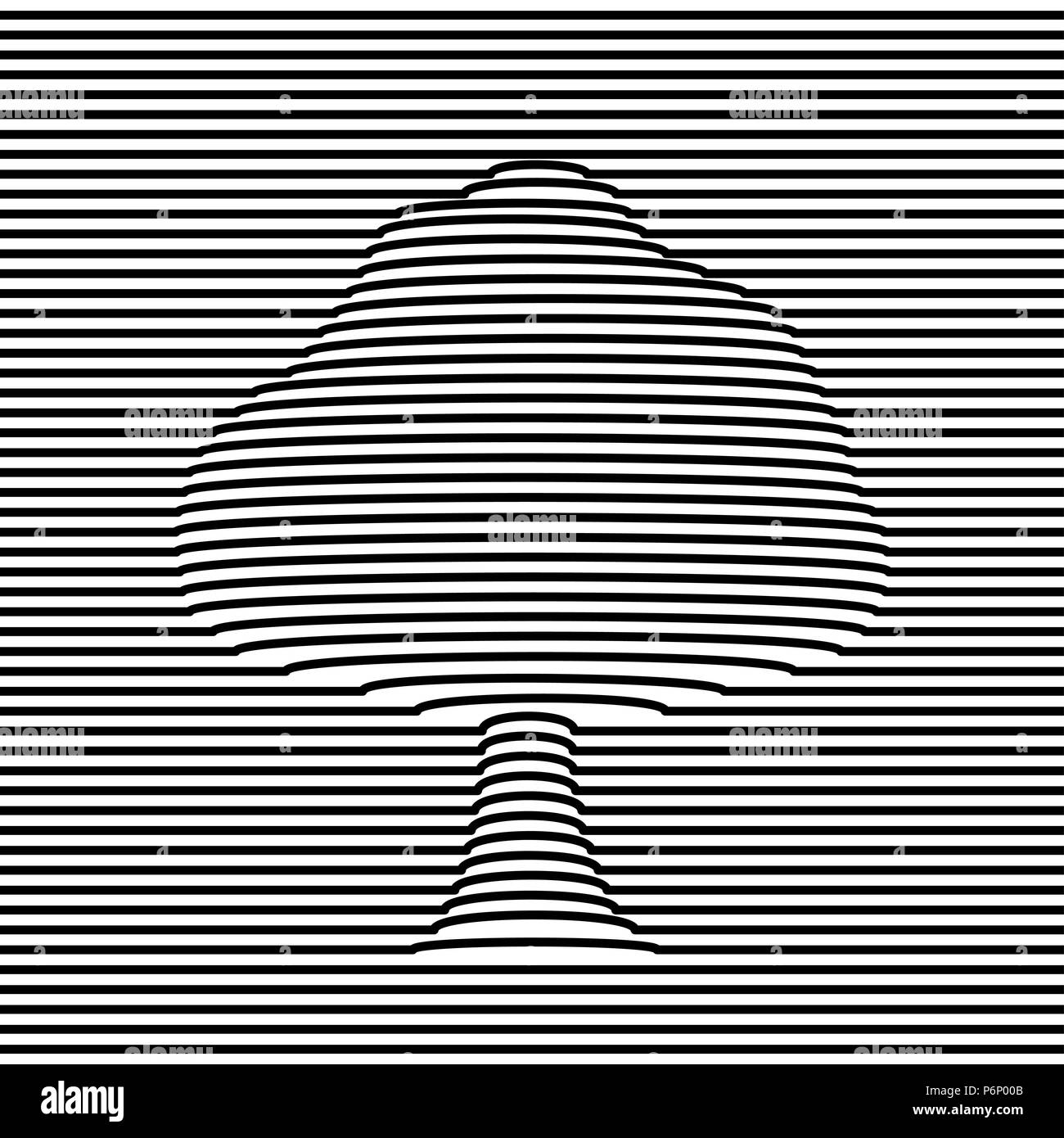 Tree shape optic illusion illustration in black and white. 3d volume effect abstract design. EPS10 vector. Stock Vector