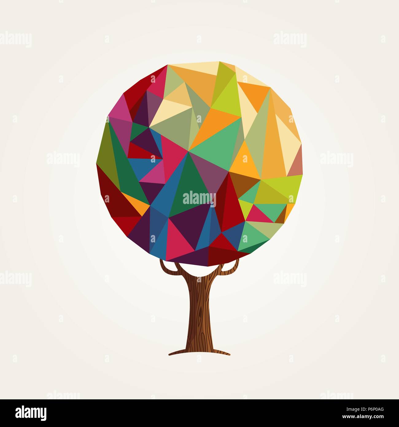 Tree made of colorful abstract shapes. Vibrant color geometric texture ...