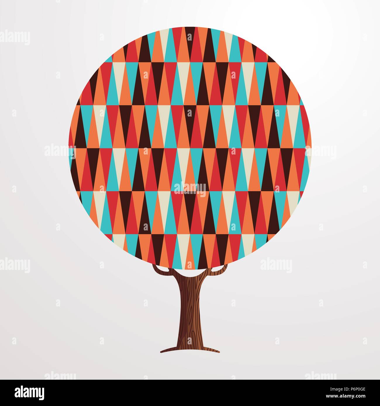 Tree made of colorful abstract shapes. Retro color geometric symbols for fun conceptual idea. EPS10 vector. Stock Vector