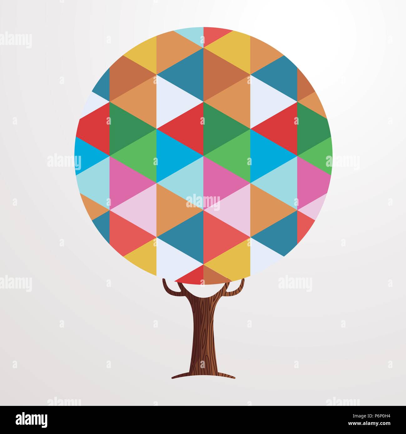 Tree made of colorful abstract shapes. Vibrant color geometric texture ...
