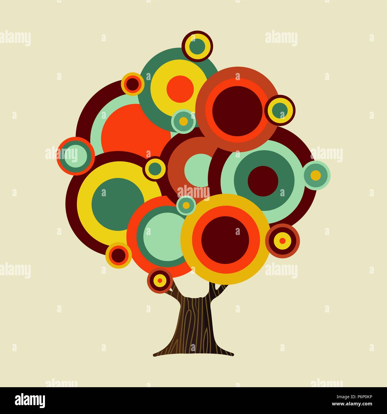 Tree made of colorful abstract shapes. Vintage color geometric texture for fun conceptual idea. EPS10 vector. Stock Vector