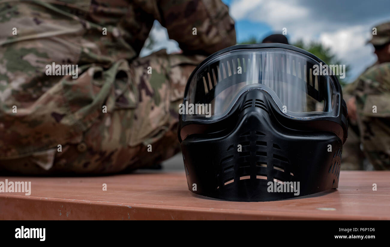 A Paintball Mask Sits On A Picnic Table During A Delta Detachment 1st Space Company Joint Tactic Army Ground Station Exercise At Misawa Air Base Japan June 22 18 With The Jtags