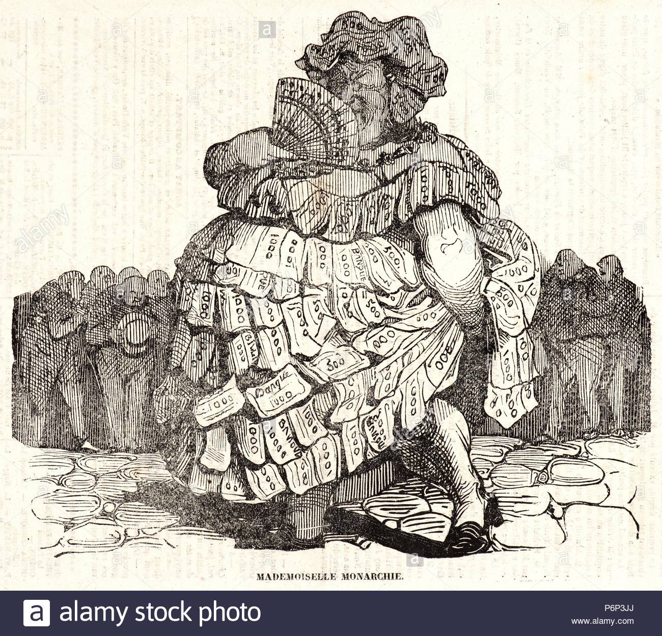 Honoré Daumier (French, 1808 - 1879). Mademoiselle Monarchie, 1834. Wood engraving on newsprint paper. Image: 180 mm x 212 mm (7.09 in. x 8.35 in.).