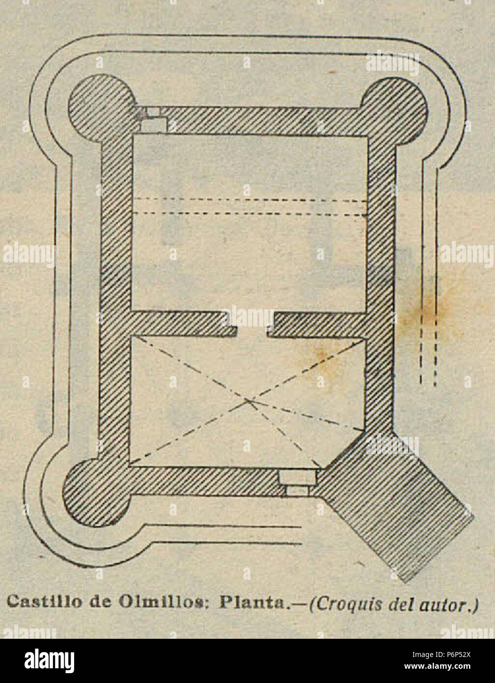 1920-06, Boletín de la Sociedad Española de Excursiones, Castillo de Olmillos, planta, Vicente Lampérez. Stock Photo