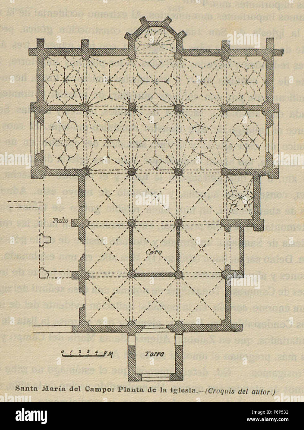 1920-06, Boletín de la Sociedad Española de Excursiones, Santa María del Campo, planta de la iglesia, Vicente Lampérez. Stock Photo
