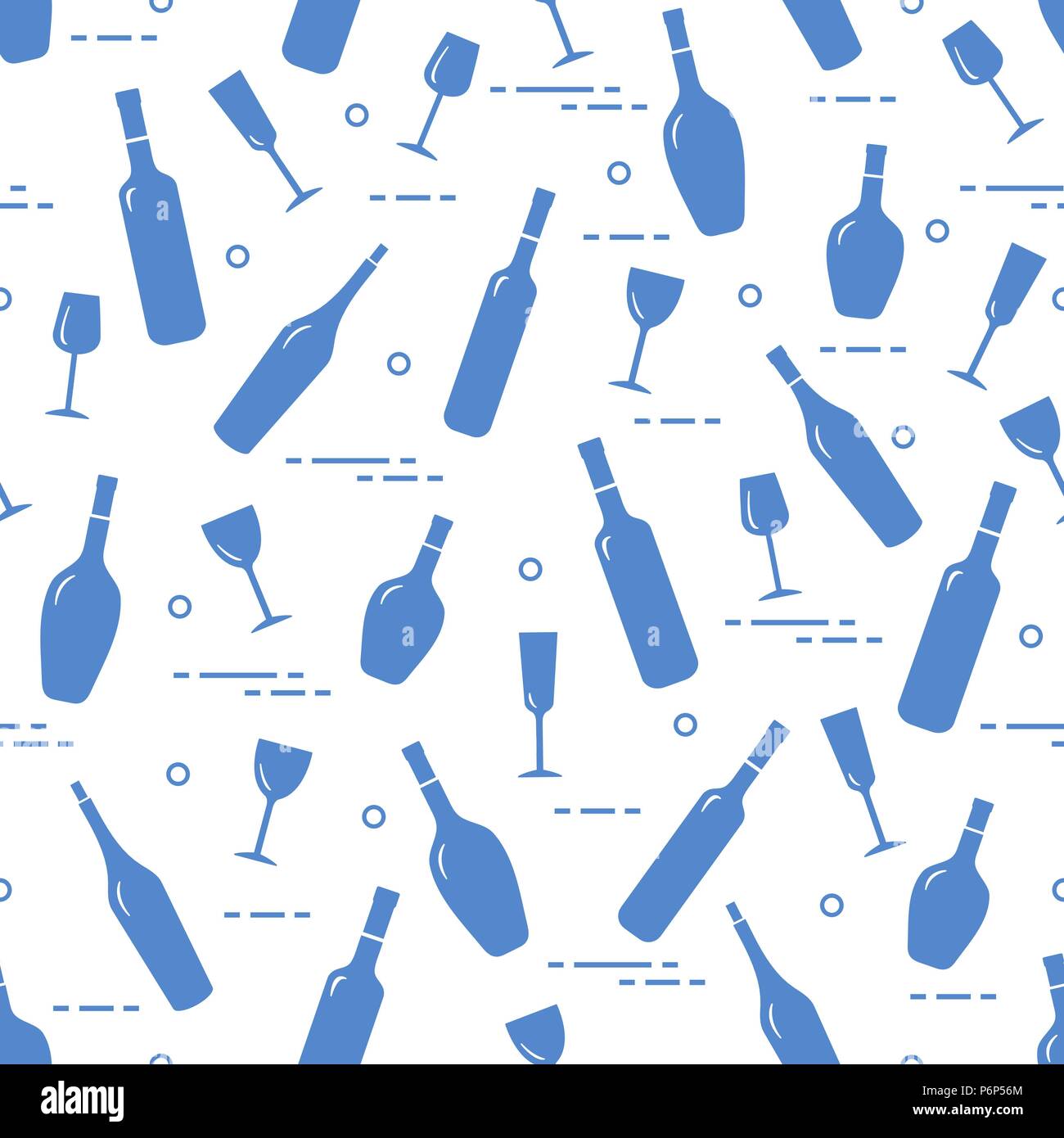 Seamless pattern of wine glasses and bottles of wine. Wine-making ...