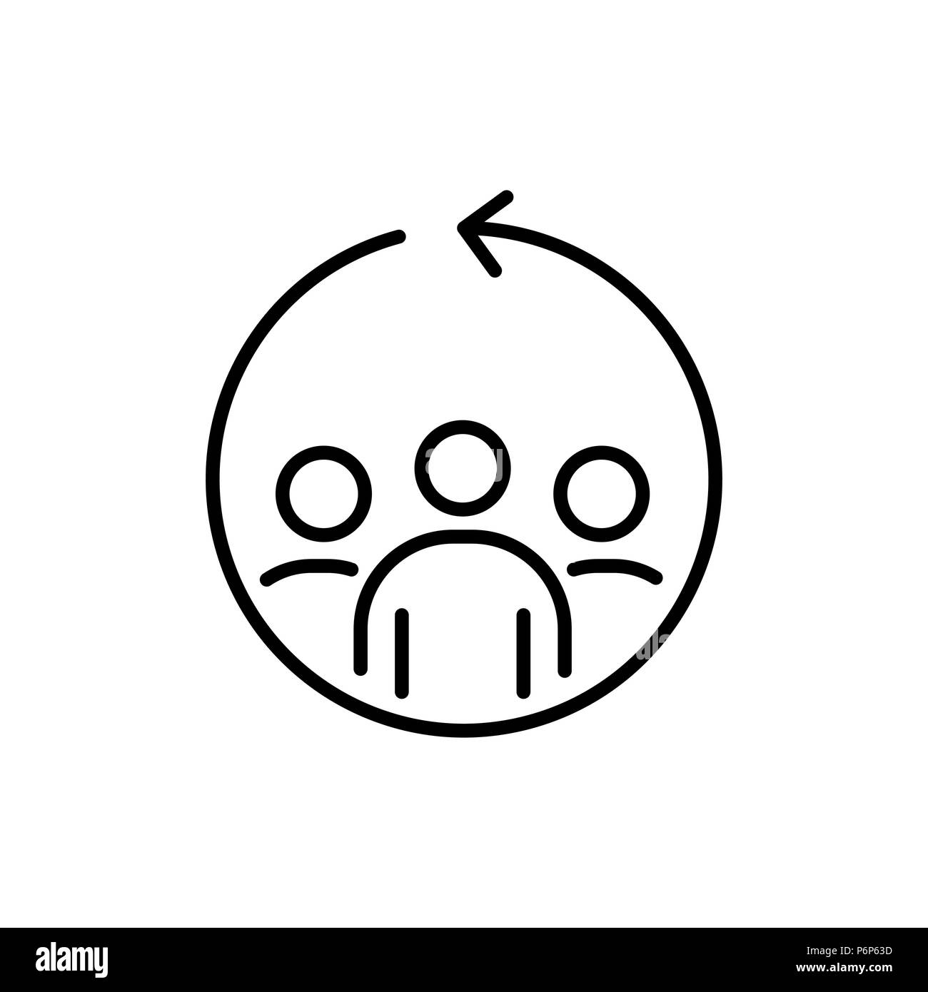 Teamwork business people icon simple line flat illustration. Stock Vector