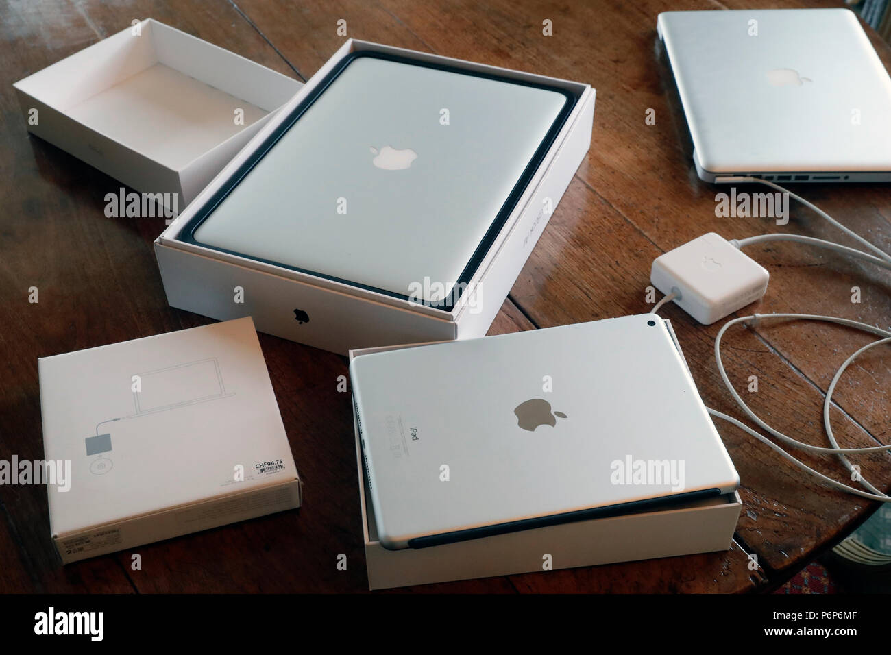 New Ipad tablet and new Mac Book Air.  Geneva. Switzerland. Stock Photo
