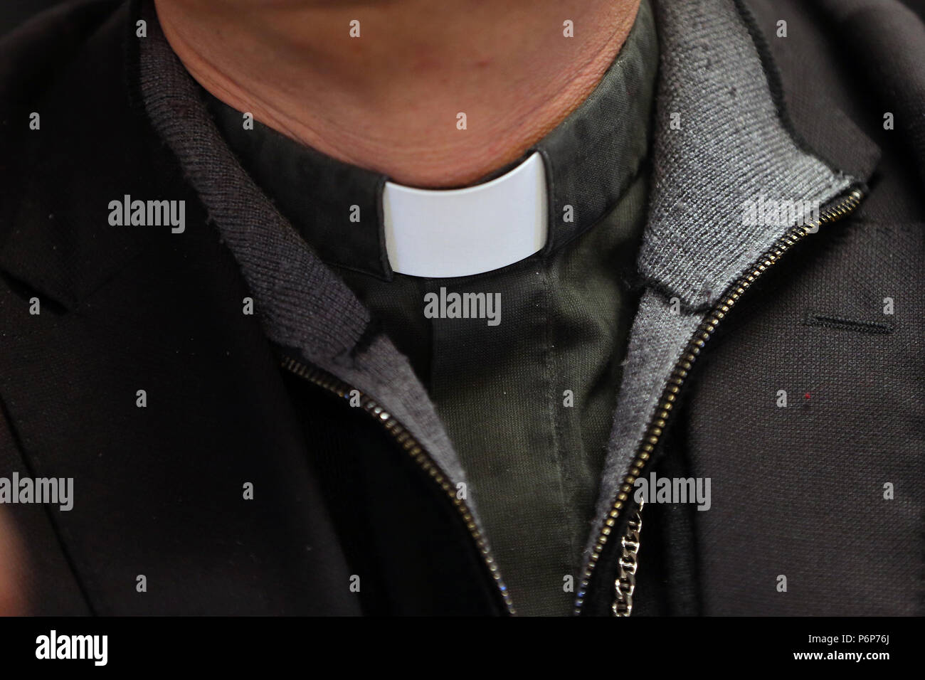 Catholic priest. Clerical collar. Switzerland. Stock Photo