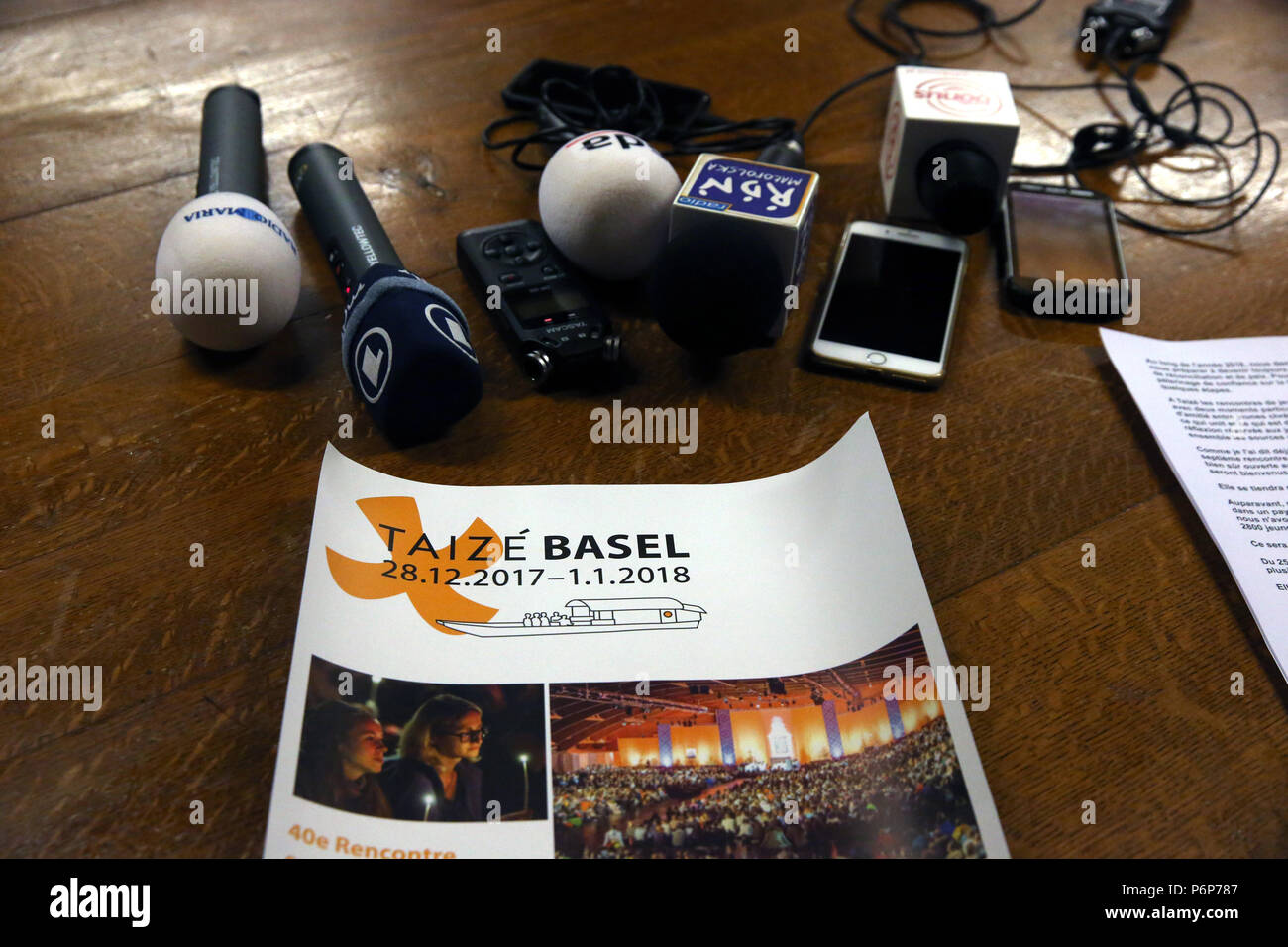European Youth meeting of Taize in Basel. Press center.  Switzerland. Stock Photo