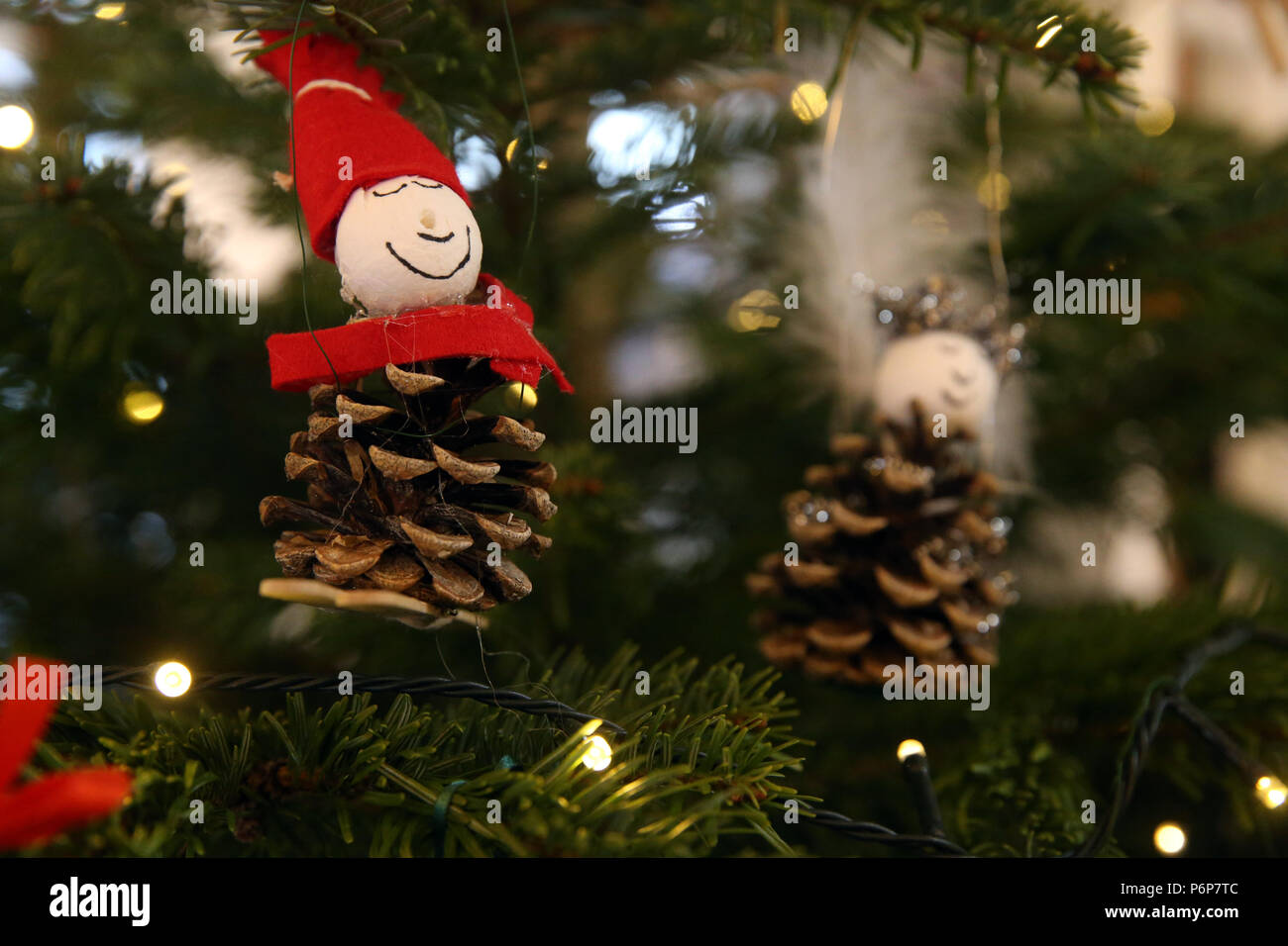 Close-up of Christmas ornament on tree.  Basel. Switzerland. Stock Photo