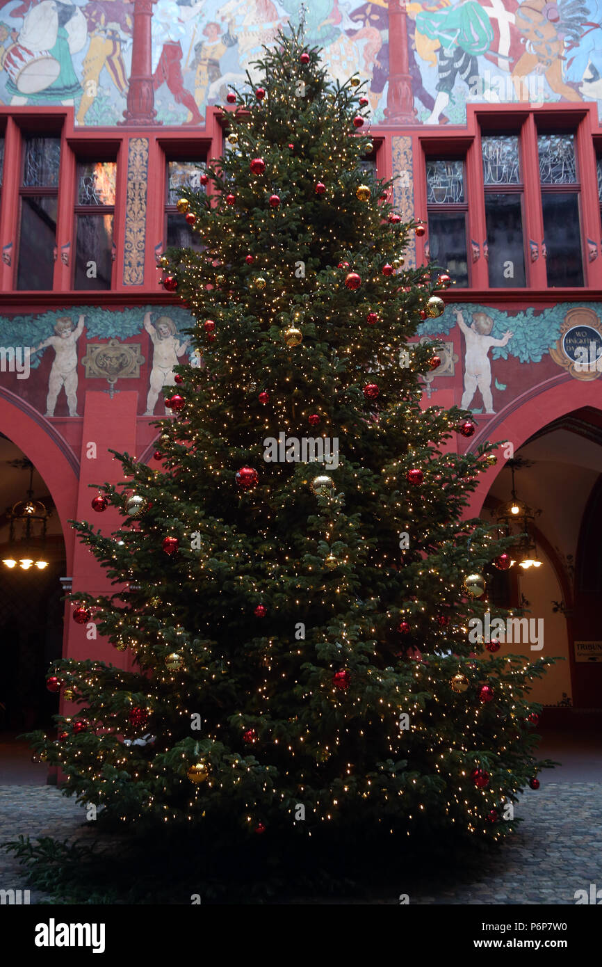 Christmas tree.  Basel. Switzerland. Stock Photo