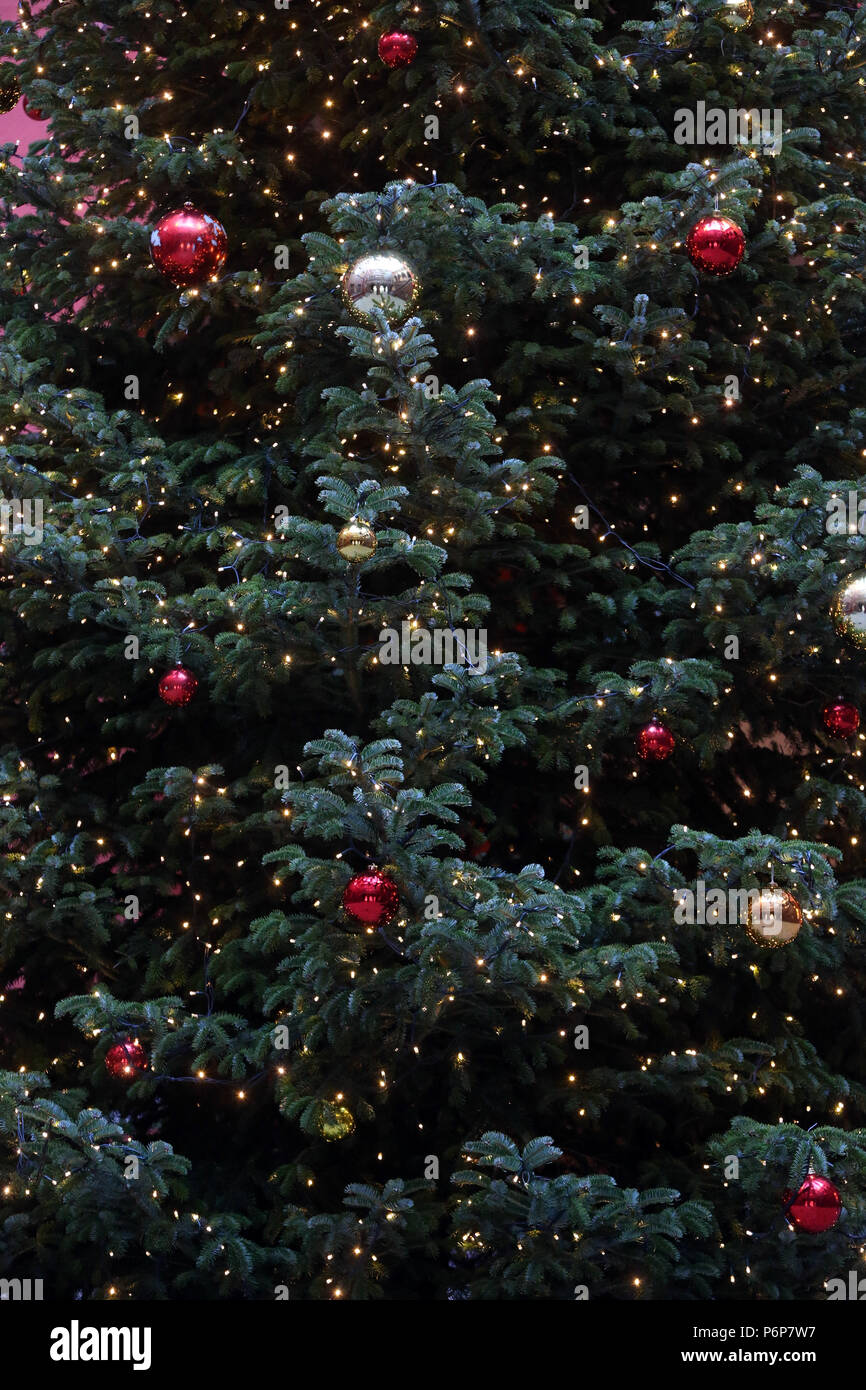 Close-up of Christmas ornament on tree.  Basel. Switzerland. Stock Photo