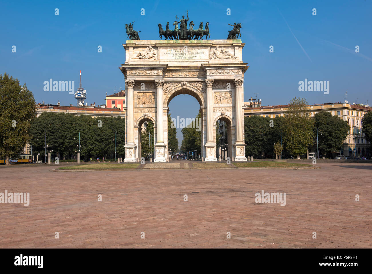 Arco della Pace (Arch of Peace),  Milan, Italy. Stock Photo