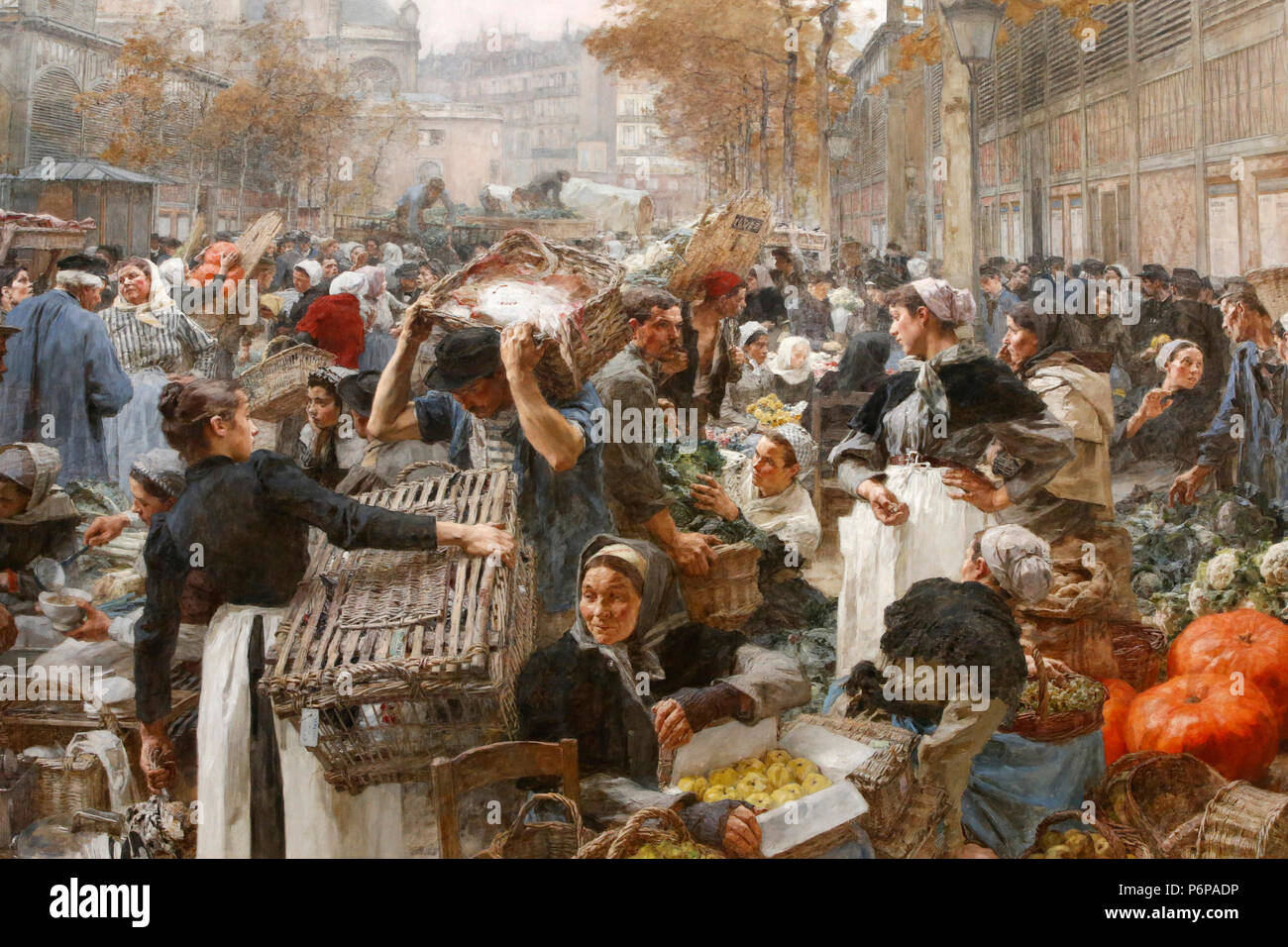 Petit Palais museum, Paris, France. Leon Lhermite, Les Halles (the wholesale market), 1895, oil on canvas. Detail. Stock Photo