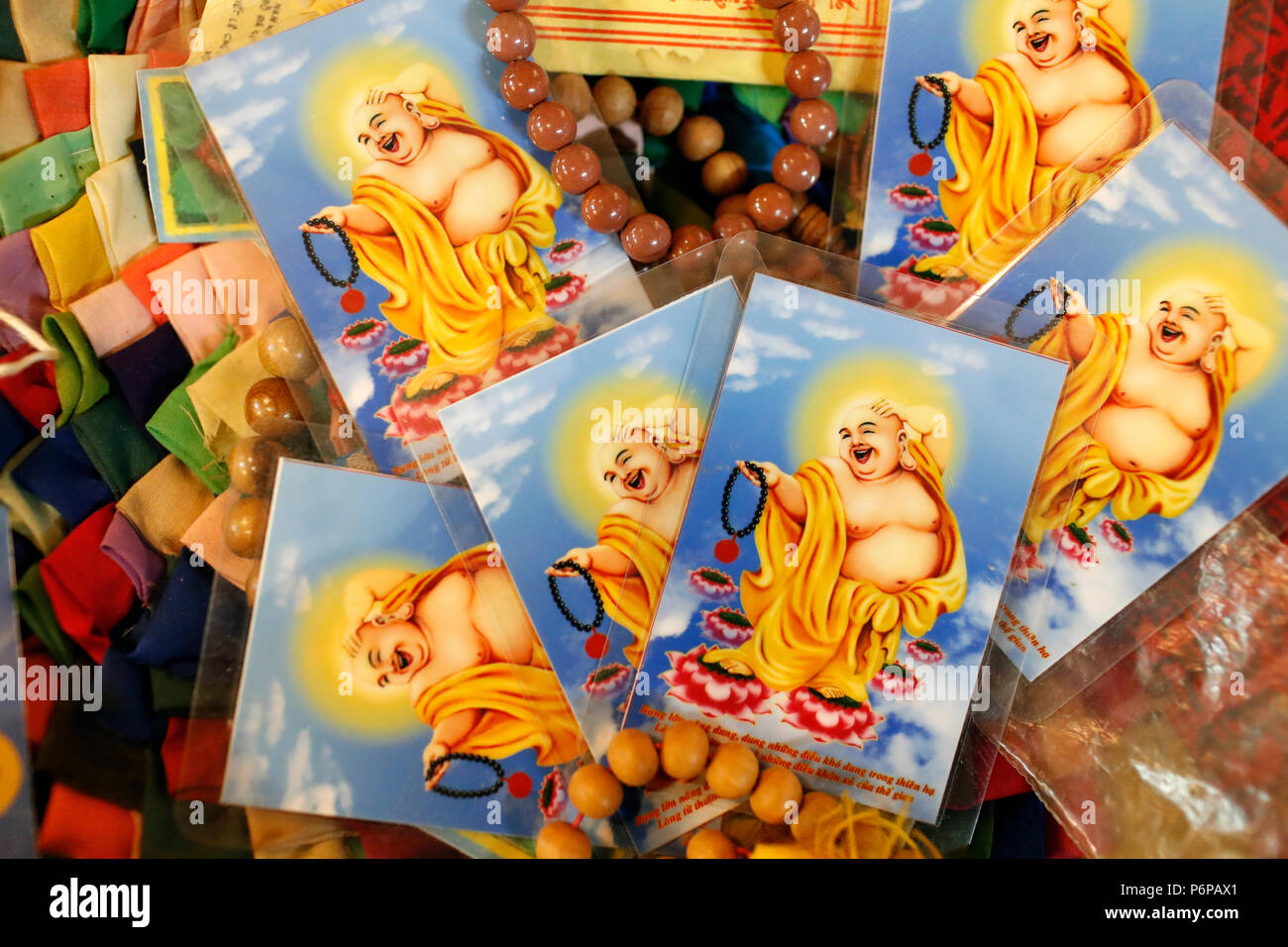 Laughing Buddha images for chinese New Year.  Saint-Pierre en Faucigny. France. Stock Photo