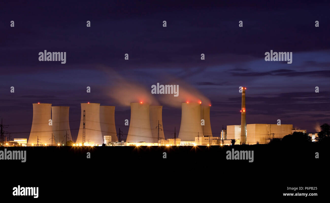 Nuclear power plant by night Stock Photo