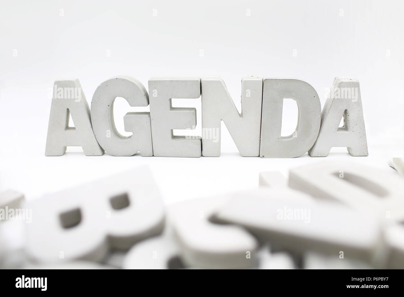 Agenda - letters written in beautiful boxes on white background
