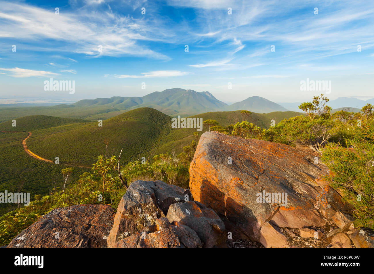 View over Stirling Range and Mount Trio. Stock Photo
