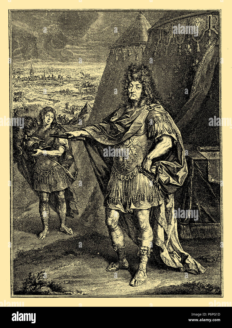 Louis XIV (Louis XIV), 1638-1715), French monarch of the Bourbon family. in the 51st year of life. After the engraving by Peter Simon from the year 1694, Petrus Simon  1899 Stock Photo