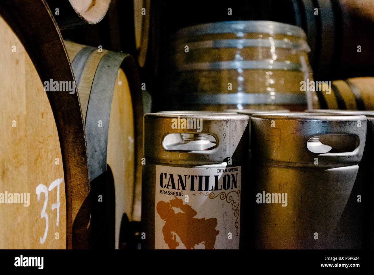 Photo of the Cantillon Brewery and Museum of Geuze in Brussels, Belgium who produce Lambic Stock Photo