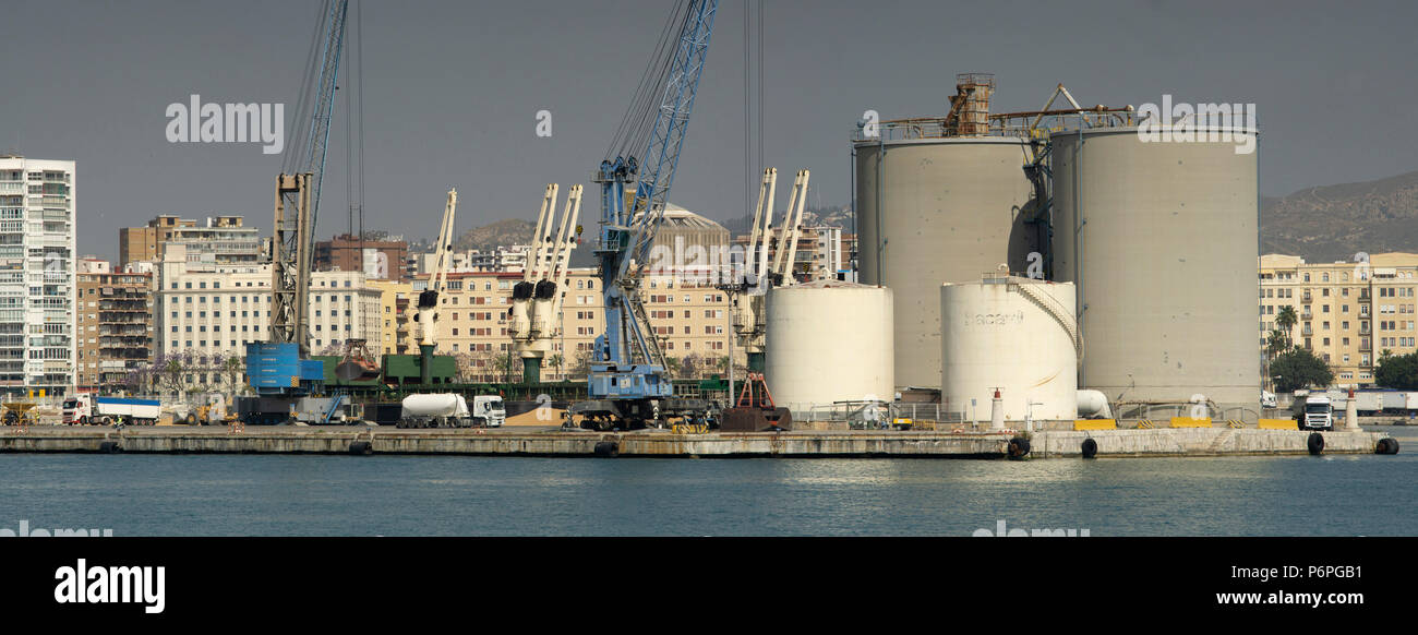 malaga industrial port in spain Stock Photo Alamy