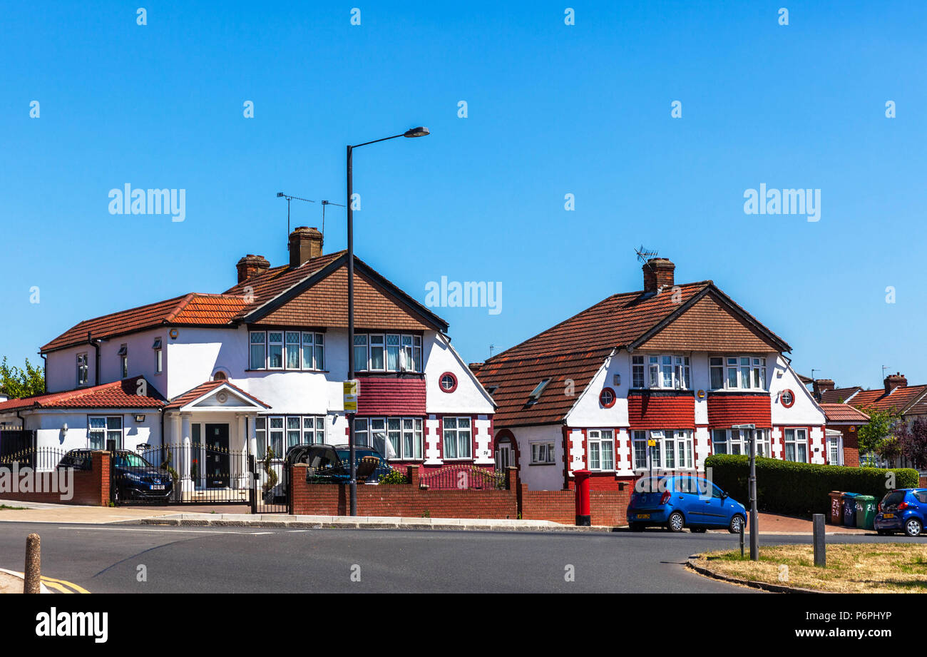 Semi detached houses, Edgware, Greater London, England, UK. Stock Photo