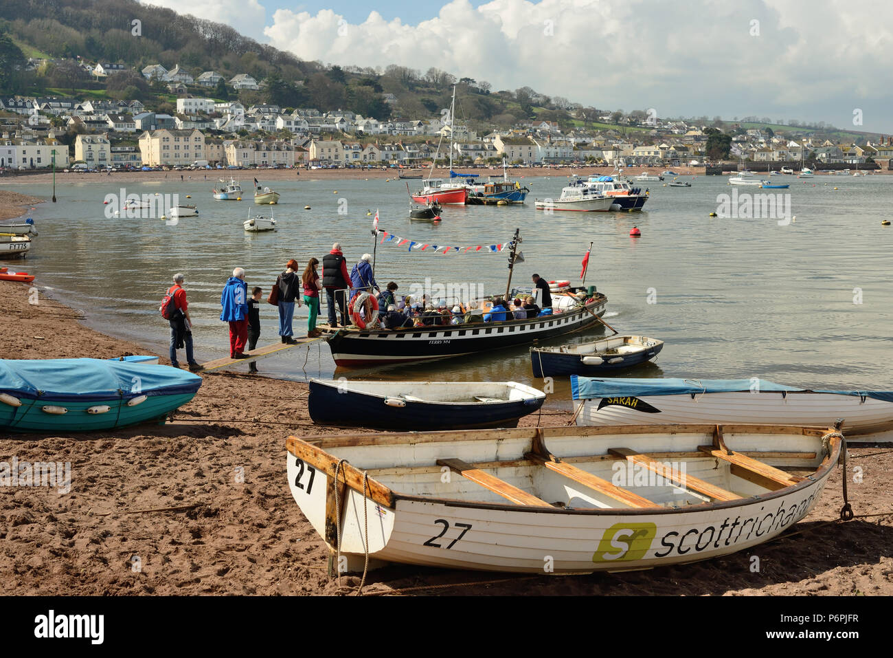 Passengers boarding the Teignmouth to Shaldon ferry, looking towards
